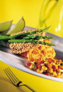 Sesame Tuna Steaks with Corn Salsa